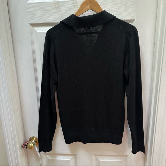 Ted Baker Black Ribbed button down collared cardigan Sweater 1 small - Picture 6 of 6